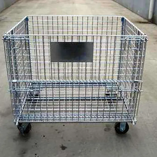 customized stacked rack multi-layer galvanized wire mesh container for warehouse storage